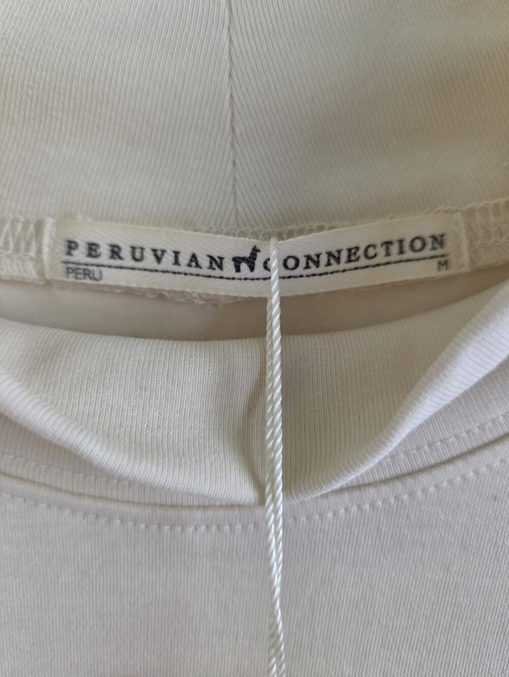 Peruvian Connection Cream Pima Cotton Mockneck Top Long Sleeve Ivory M - Picture 3 of 6